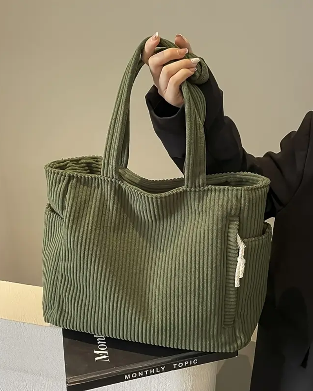Tilda | Ribbet Bæretaske Med Snordetalj